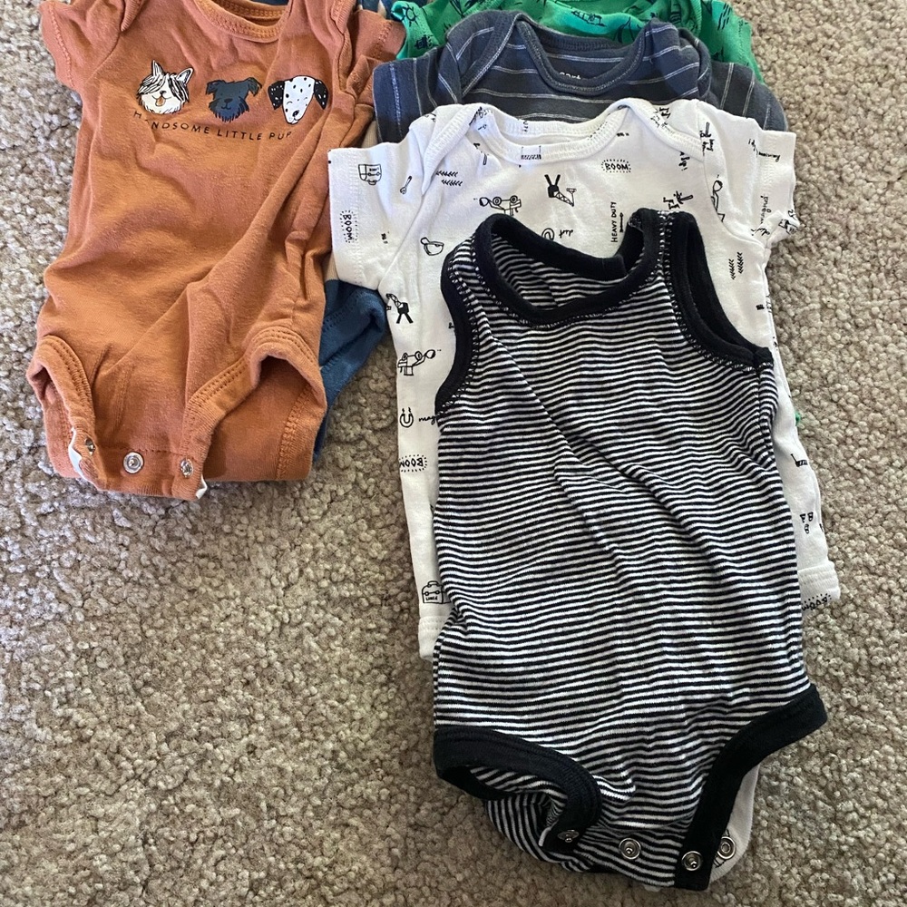 Carter's Orange and White Bodysuits Set Soft Cotton Sleeveless